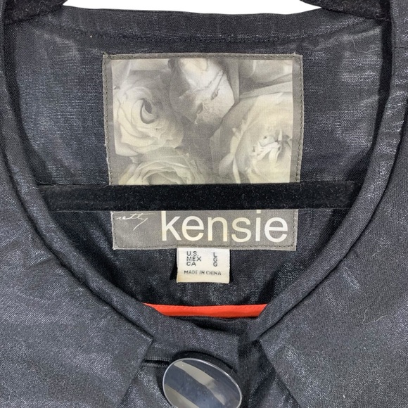 Kensie Shimmering Black Buttoned Dress size large - Picture 4 of 16